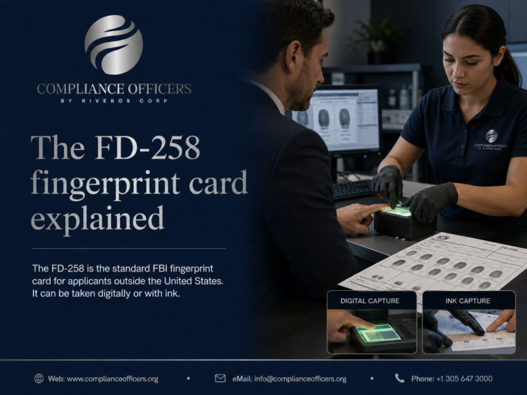 FD-258 fingerprint card, the standard FBI applicant card